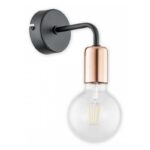 Czarny kinkiet Pixi z miedzianym detalem - oprawa na żarówkę