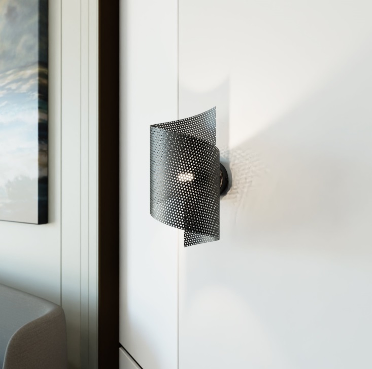 Czarny kinkiet do salonu Spiral - dekoracyjny