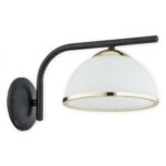 Czarny kinkiet do sypialni Lava szkło alabaster - złoty akcent