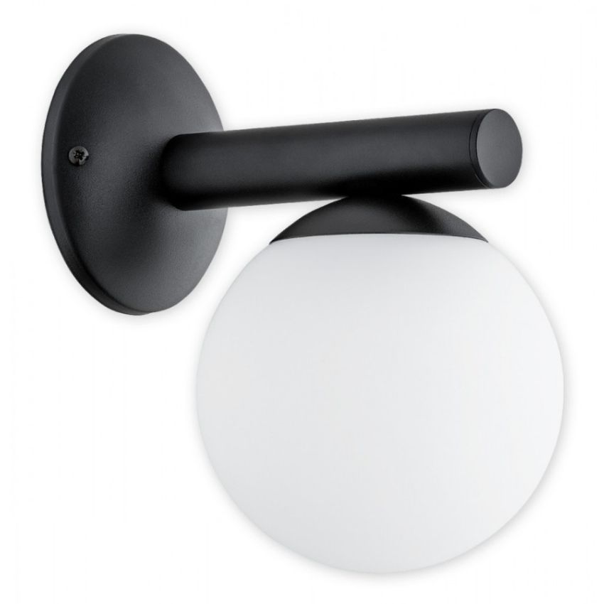 Czarny kinkiet z kloszem kulą Osso - Lemir