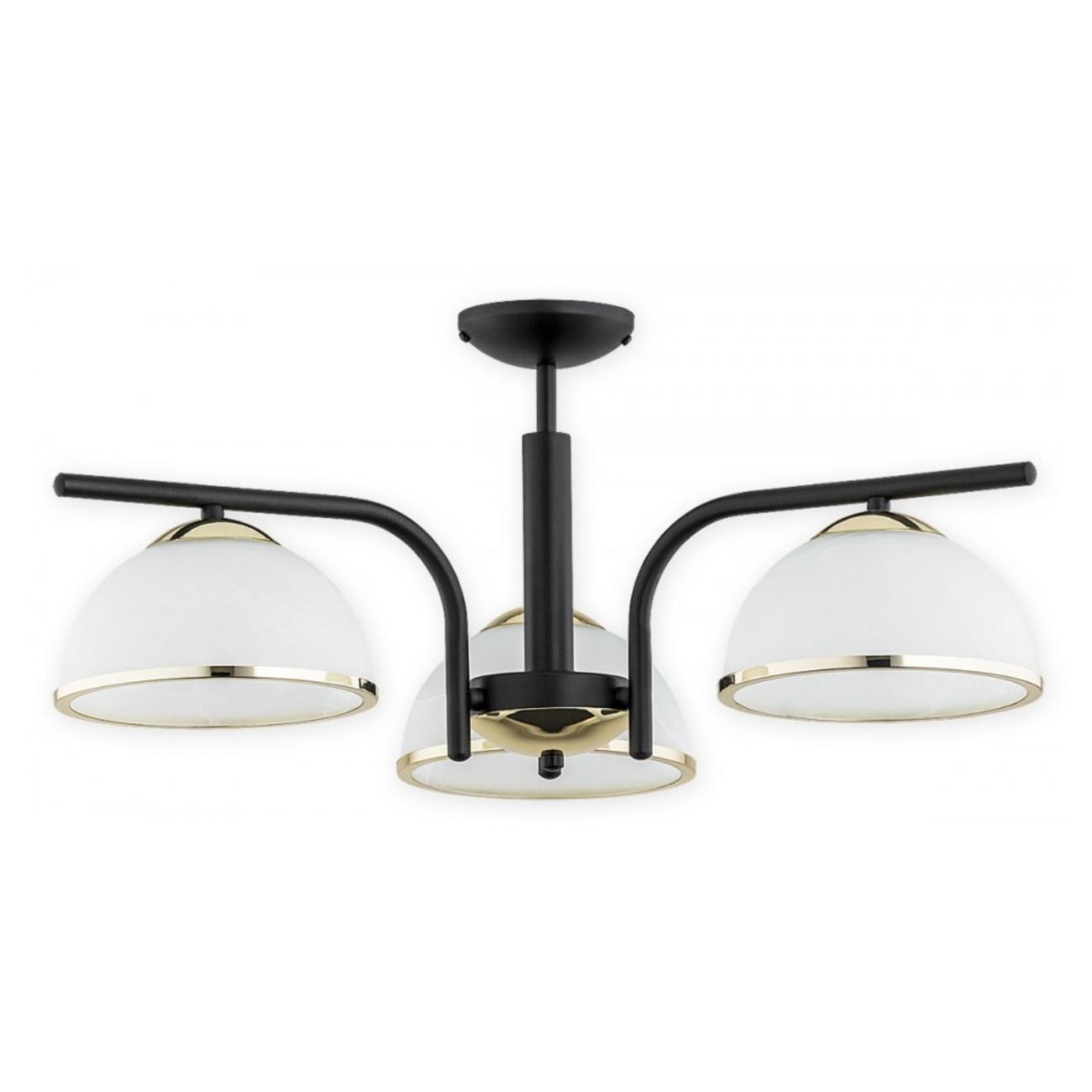 Czarny matowy żyrandol Lava 3 złote detale - do salonu
