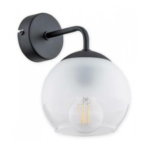 Czarny nowoczesny kinkiet Segre - szklany klosz