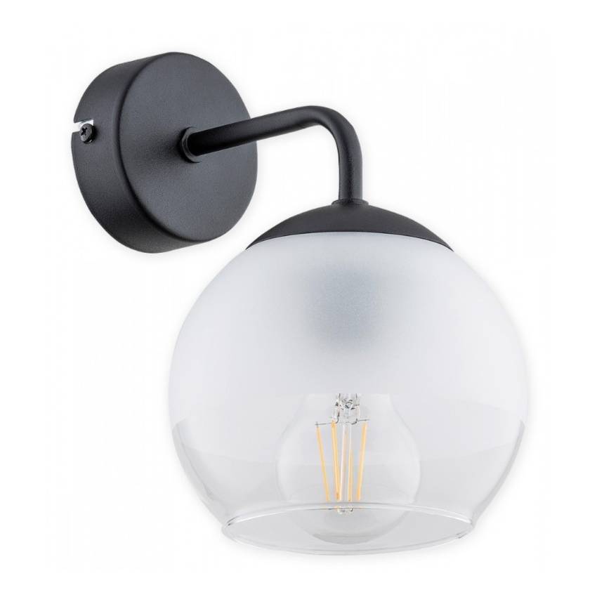 Czarny nowoczesny kinkiet Segre - szklany klosz