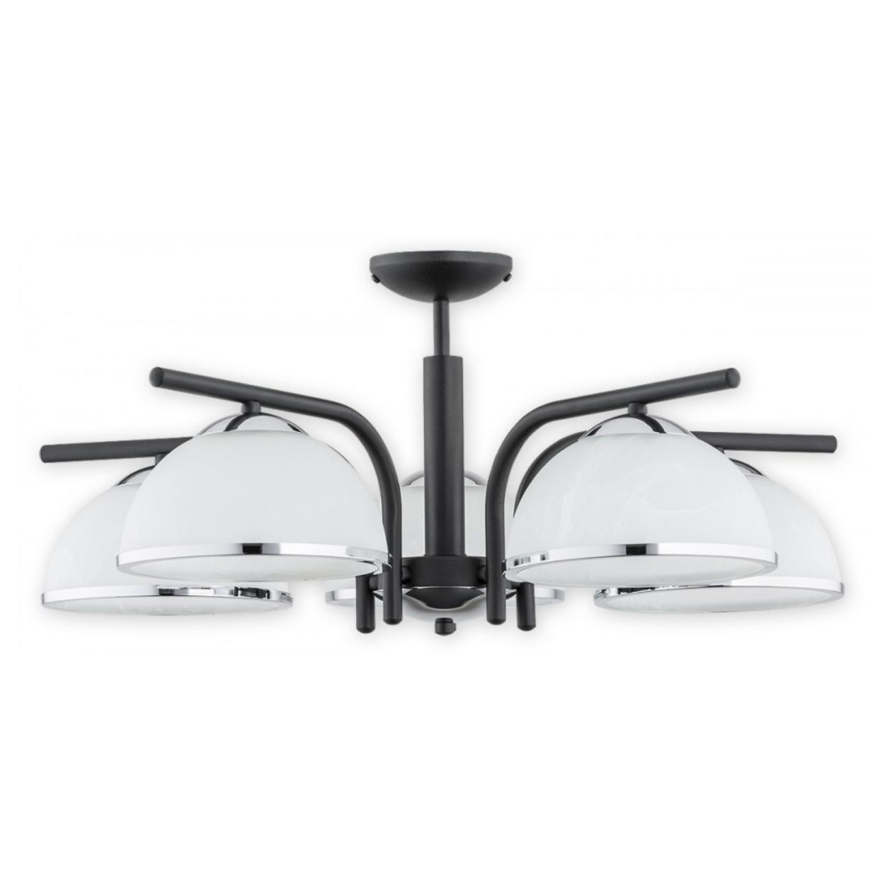 Czarny żyrandol Lava 5 do salonu - chromowane elementy