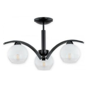Czarny żyrandol Leo 3 połysk - eleganckie szklane klosze