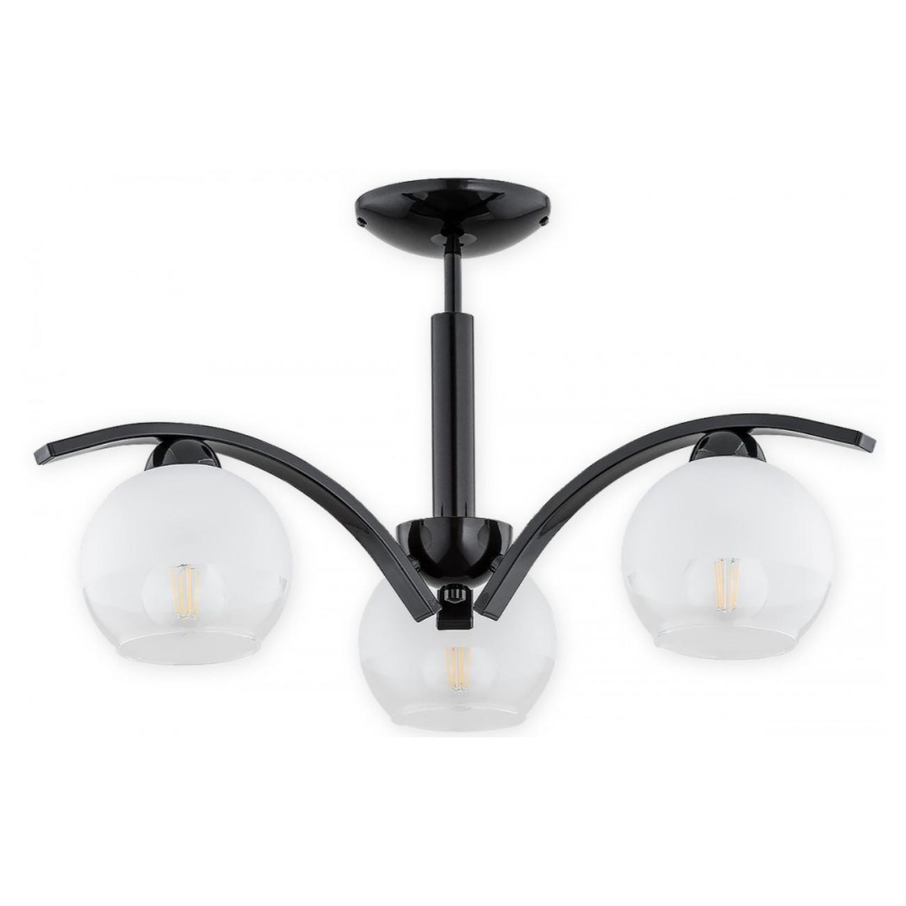Czarny żyrandol Leo 3 połysk - eleganckie szklane klosze