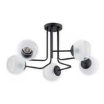 Czarny żyrandol Pinox 5 do salonu - szklane kule