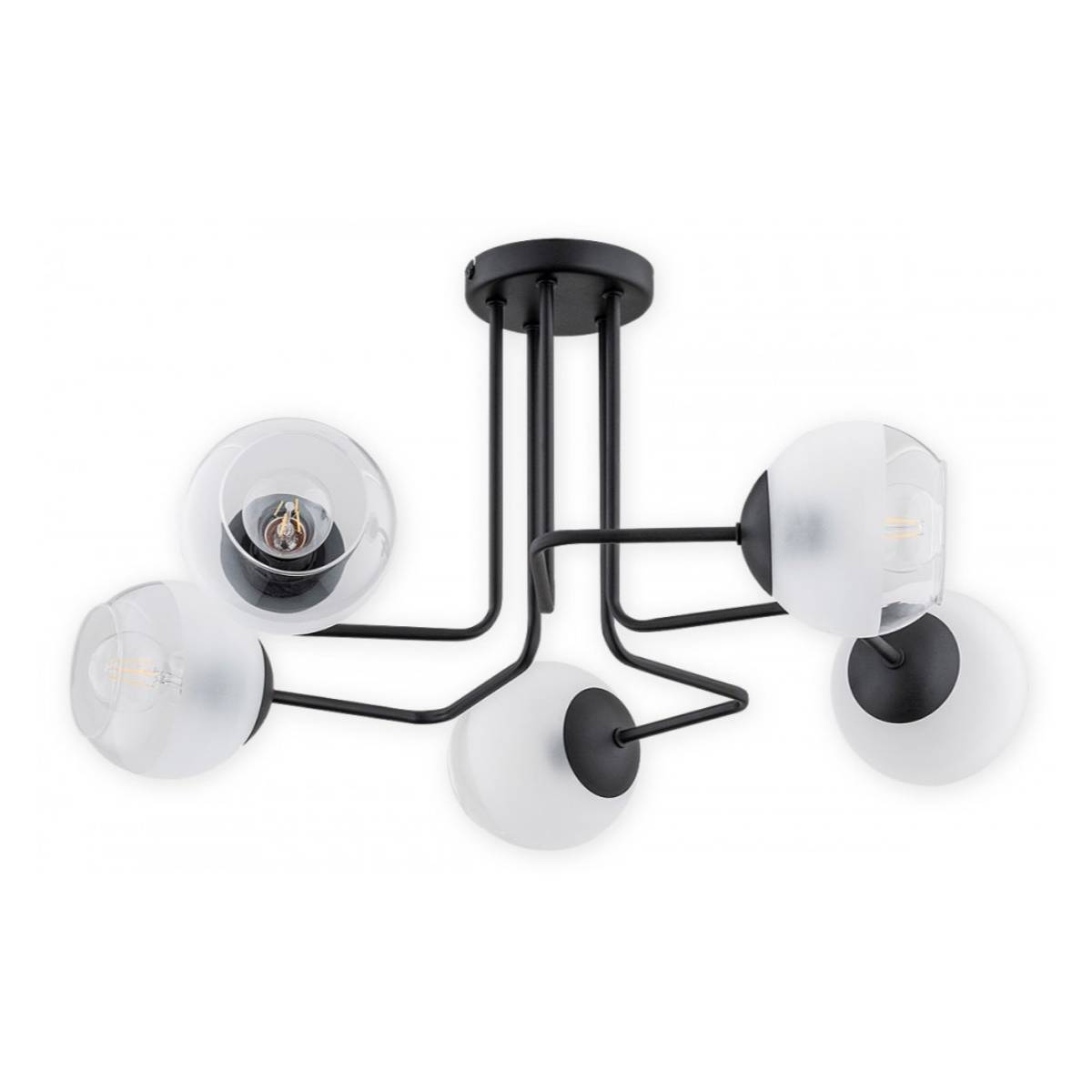 Czarny żyrandol Pinox 5 do salonu - szklane kule