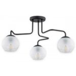 Czarny żyrandol Segre 3 - szklane mrożone klosze