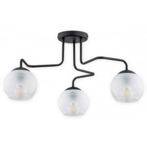Czarny żyrandol Segre 3 - szklane mrożone klosze