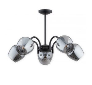 Czarny żyrandol do sypialni Katla 5 - szklany