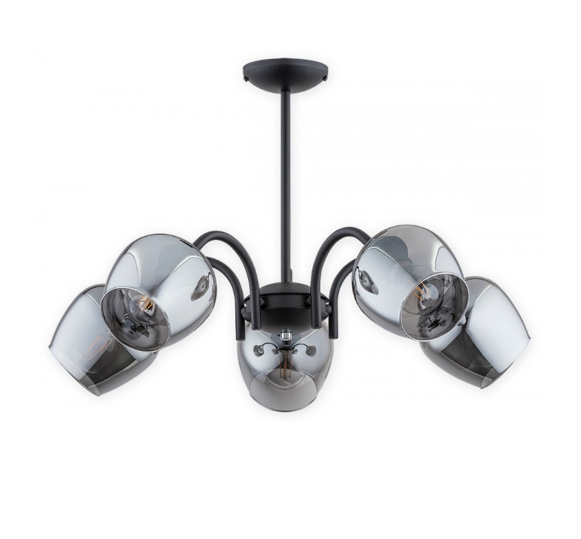 Czarny żyrandol do sypialni Katla 5 - szklany