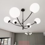 Czarny żyrandol nowoczesny do salonu Hunter 6 - mleczne kule