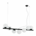Czarny żyrandol wiszący Osso 7 - białe kule