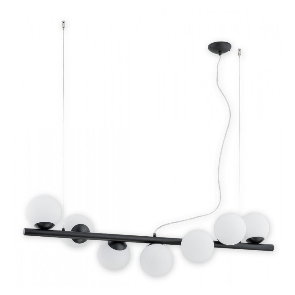 Czarny żyrandol wiszący Osso 7 - białe kule