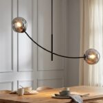 Czarny żyrandol z kulami na łuku Hunter 2 - grafitowe szkło