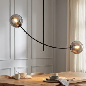 Czarny żyrandol z kulami na łuku Hunter 2 - grafitowe szkło