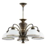 Duży klasyczny żyrandol Lambda 5 patyna - 5 kloszy