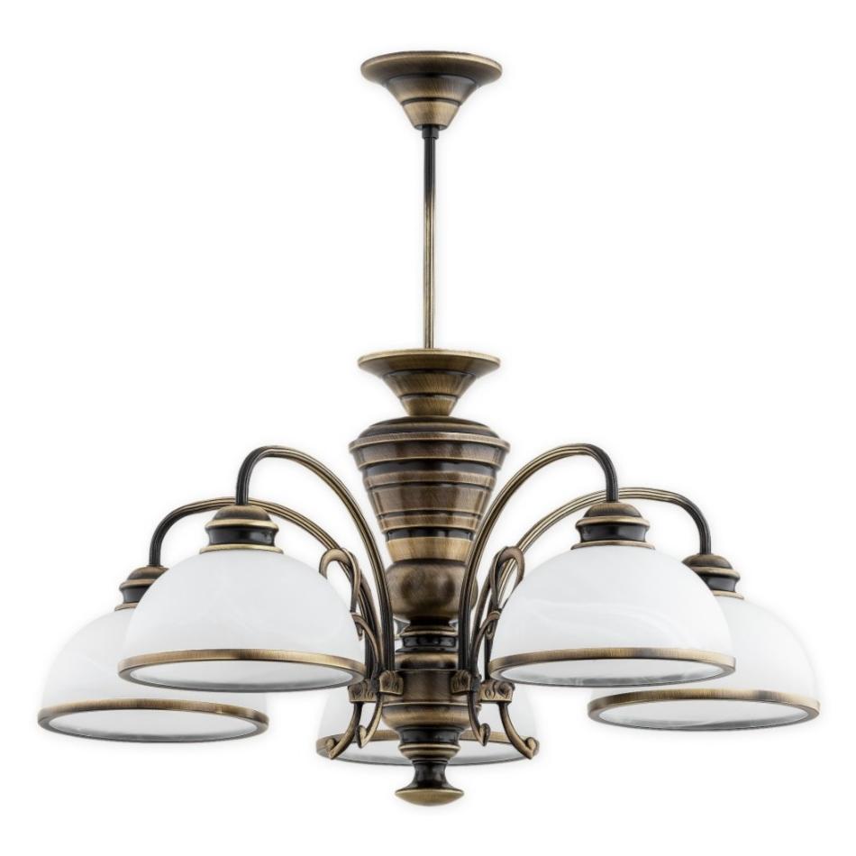 Duży klasyczny żyrandol Lambda 5 patyna - 5 kloszy