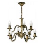 Duży klasyczny żyrandol Prima 9 patyna - świecznik