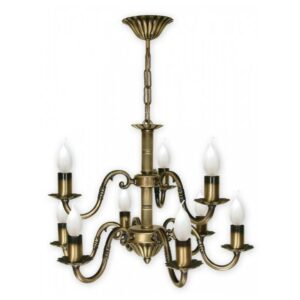 Duży klasyczny żyrandol Prima 9 patyna - świecznik
