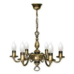Duży świecznikowy żyrandol Cereus 6 patyna - klasyczny