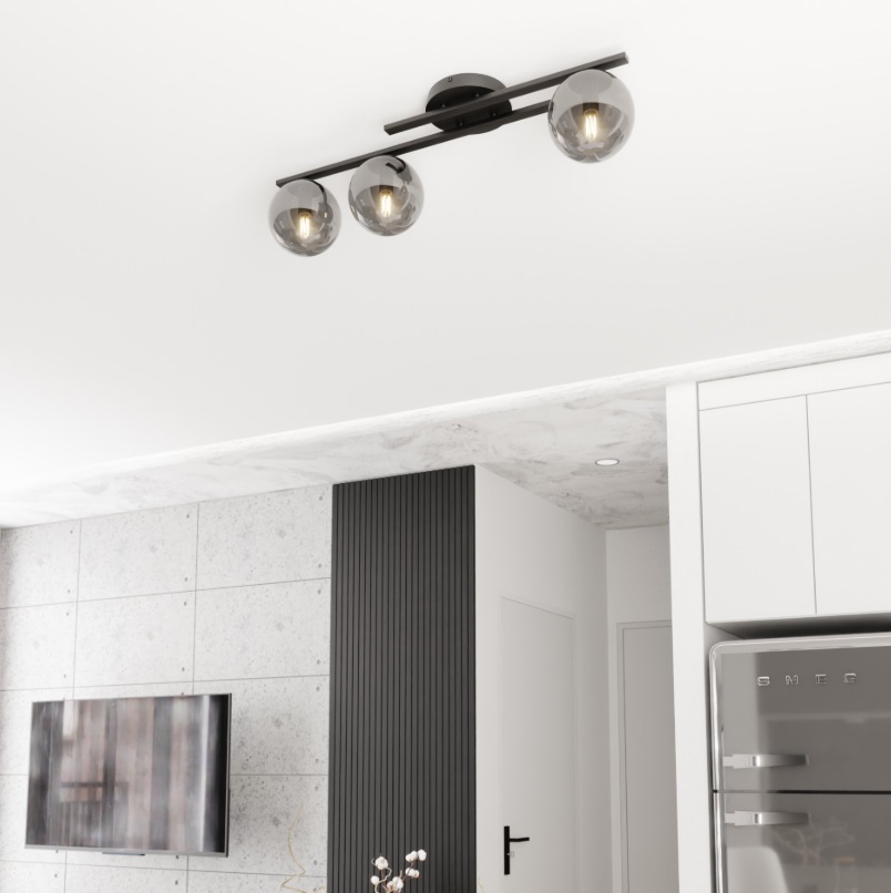 Elegancka lampa sufitowa do pokoju Kairo 3 - dymione szkło