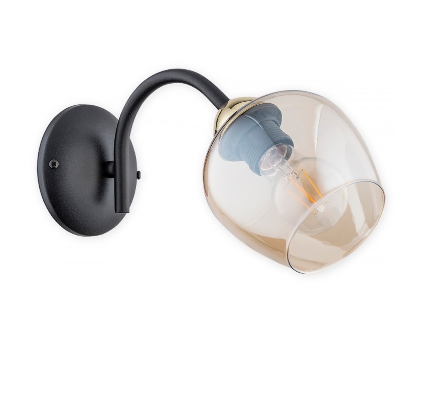 Elegancki kinkiet Katla - bursztynowe szkło