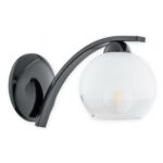 Elegancki kinkiet Leo czarny połysk - mrożony szklany klosz