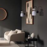 Elegancki kinkiet Sophia White do salonu - biały ryflowany klosz