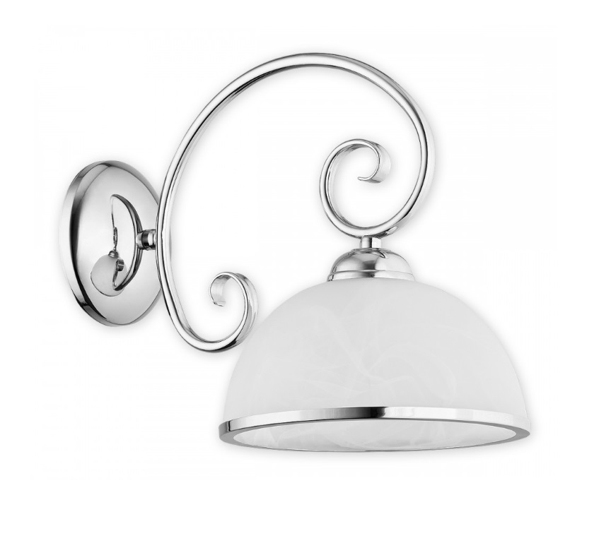 Elegancki srebrny kinkiet Indra - szklany