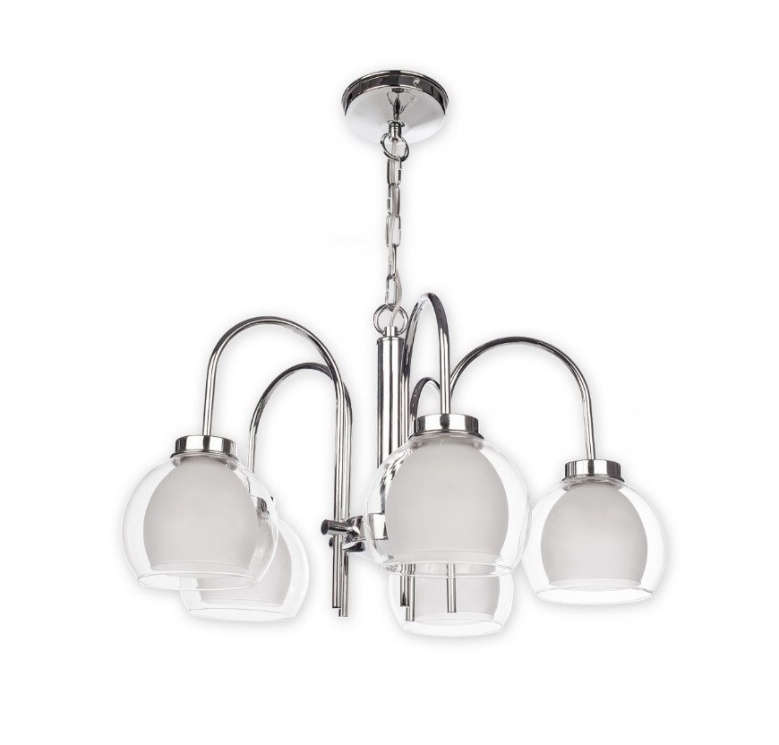 Elegancki żyrandol chrom Dexy 5 - szklane klosze