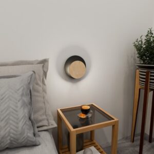 Kinkiet dekoracyjny Circle - drewniany z czarnym kołem