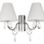 Kinkiet podwójny Velio 2 z białymi abażurami - kryształki