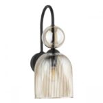 Kinkiet ścienny Sophia z ryflowanym kloszem - metal szkło