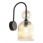 Kinkiet ścienny Sophia z ryflowanym koniakowym kloszem - do salonu