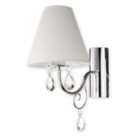 Kinkiet ścienny Velio z tkaninowym abażurem i kryształkami