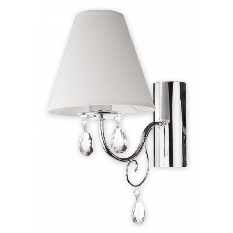 Kinkiet ścienny Velio z tkaninowym abażurem i kryształkami