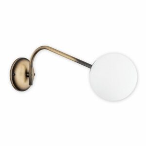 Kinkiet z długim ramieniem Nol Long patyna - biała szklana kula