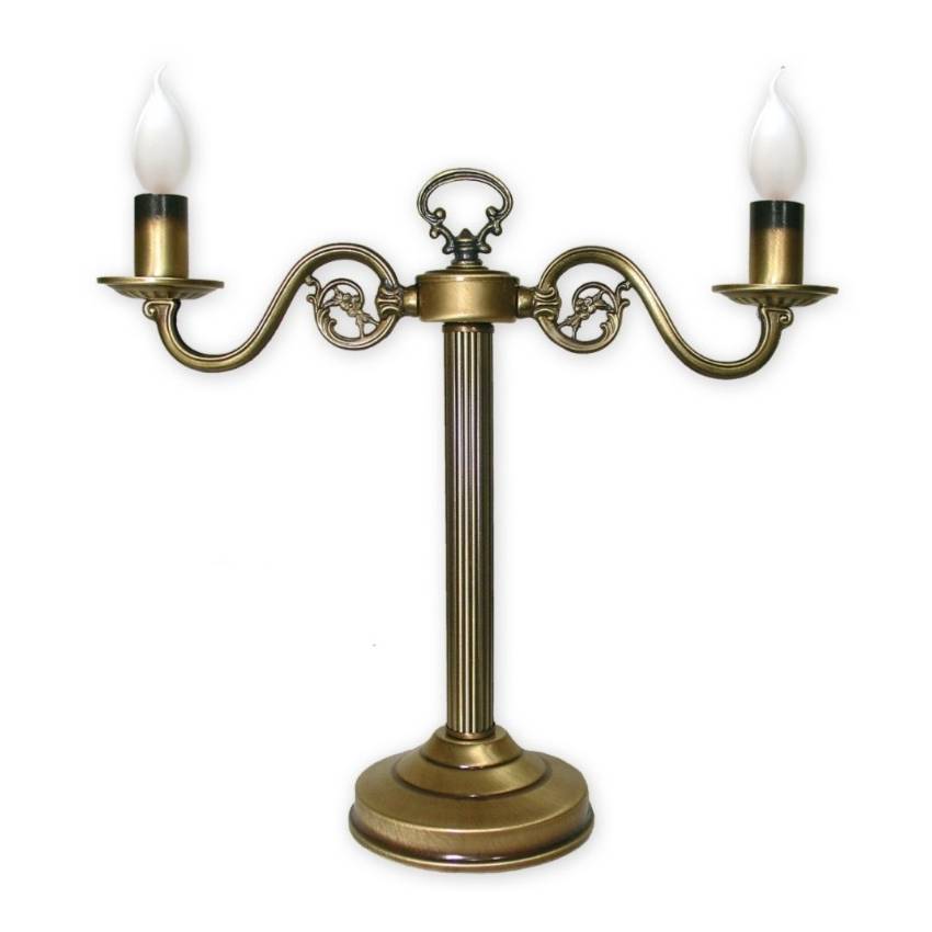 Klasyczna lampka stołowa świecznikowa Cereus 2 patyna