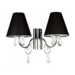 Klasyczny kinkiet Velio 2 z kryształkami - czarne abażury