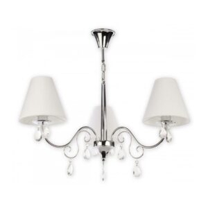 Klasyczny srebrny żyrandol Velio 3 z kryształkami - do salonu