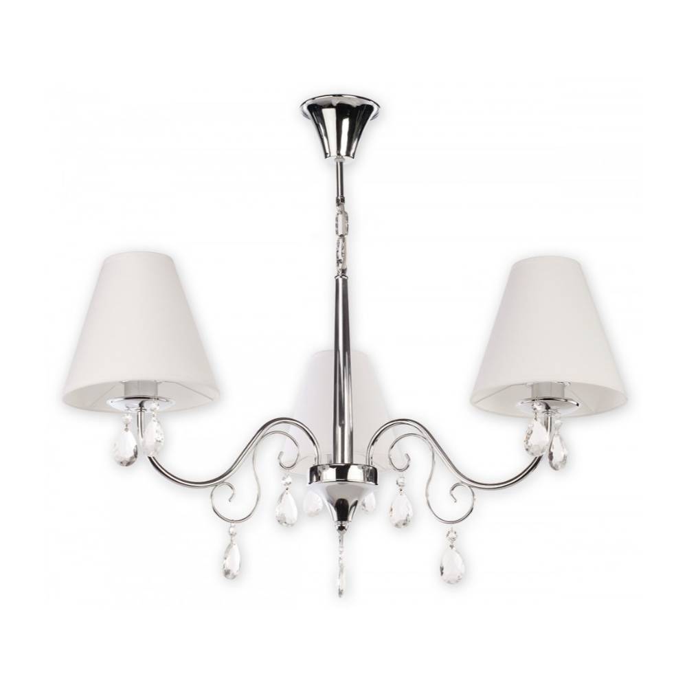 Klasyczny srebrny żyrandol Velio 3 z kryształkami - do salonu
