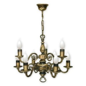 Klasyczny żyrandol Cereus 9 patyna - świecznik 9-ramienny