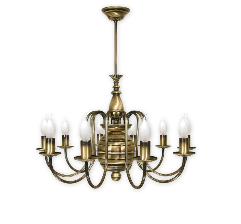 Klasyczny żyrandol Kandelabr 10 - patynowany świecznik