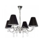 Klasyczny żyrandol Velio 4 - chrom z czarnymi abażurami