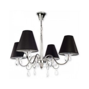 Klasyczny żyrandol Velio 4 - chrom z czarnymi abażurami