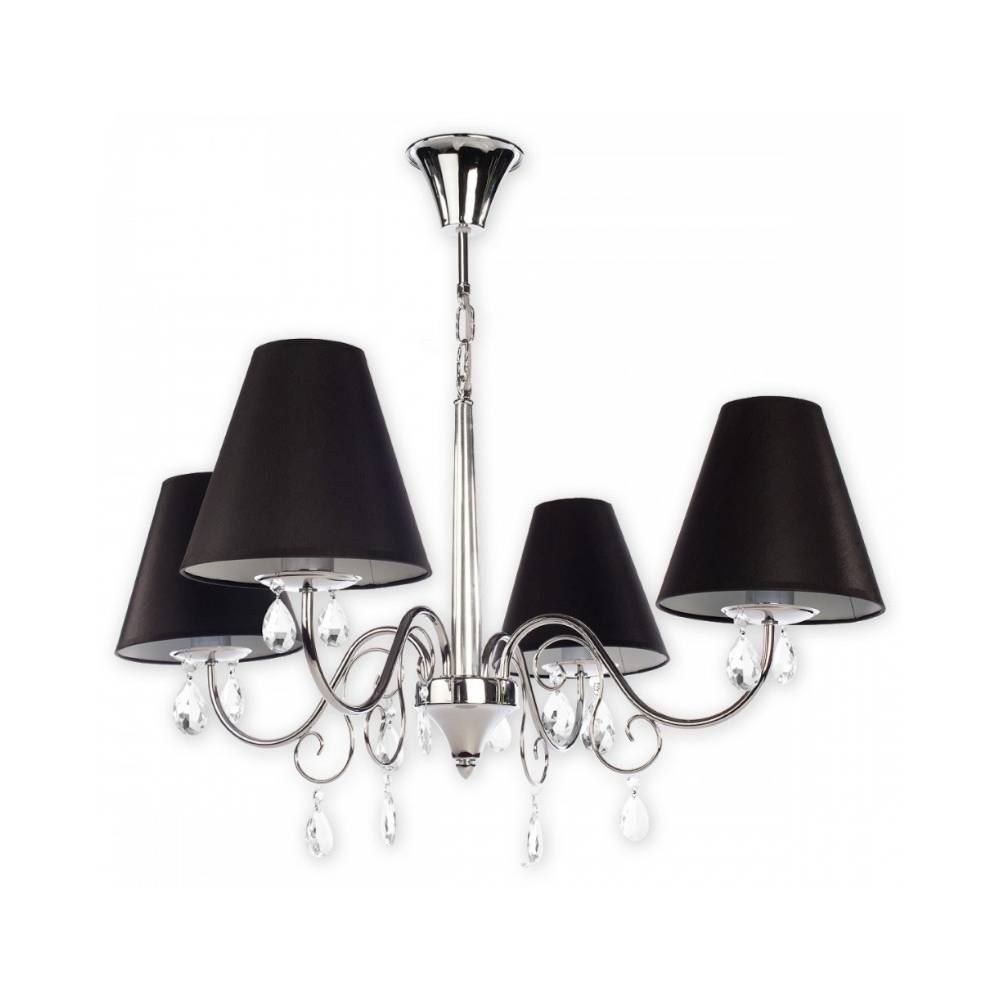 Klasyczny żyrandol Velio 4 - chrom z czarnymi abażurami