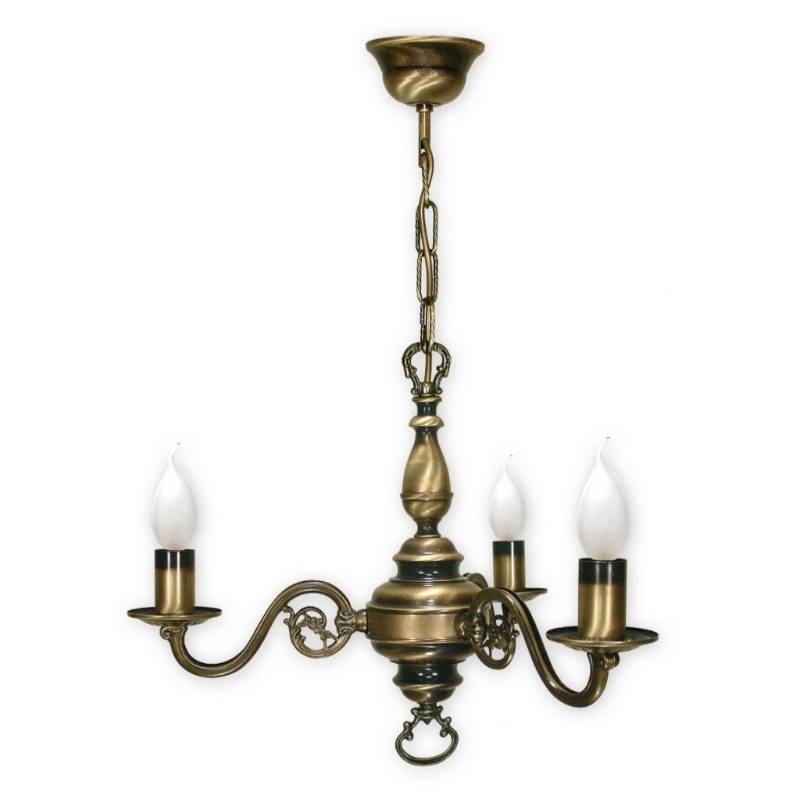 Klasyczny żyrandol sufitowy Cereus 3 patyna - świecznik