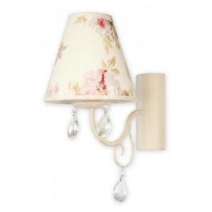 Kremowy kinkiet ścienny Velio Abażur - abażur w kwiaty